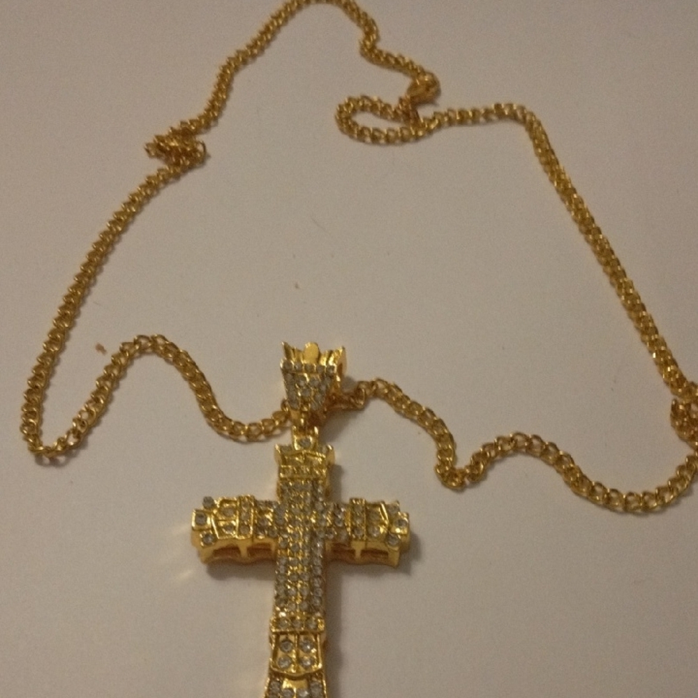 Mens Gold Cross Pendant Necklace